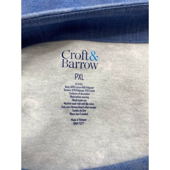 Croft & Barrow Blue Butterfly Long Sleeve Layered Look Top Sz PXL - Picture 6 of 6